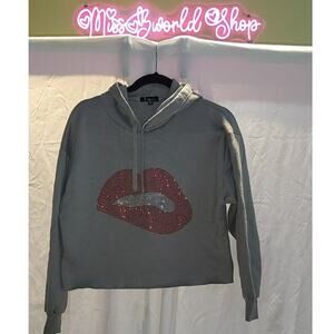 Army Green Kiss Lips Hoodie Sweatshirt Set by Rainbow – Size Large